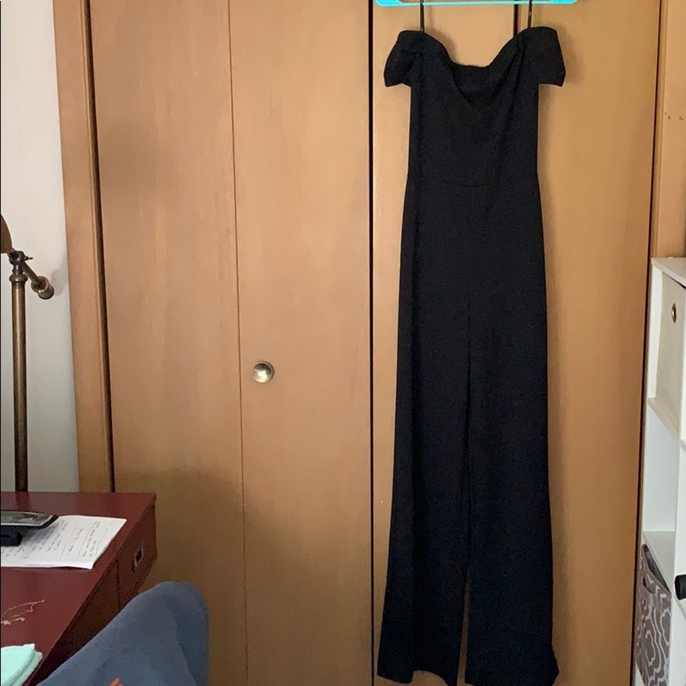 Lulus black off the shoulder jumpsuit
